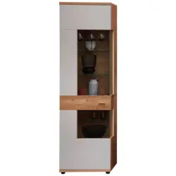 Vitrine in teilmassiv Wildeiche Hellgrau, Eiche Artisan, Wildeiche