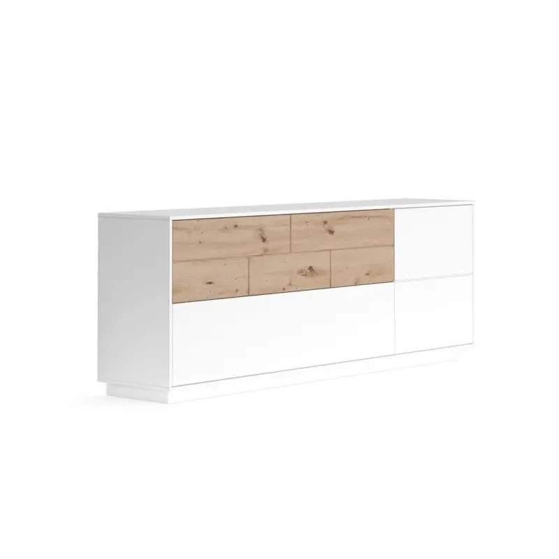Sideboard Wei&szlig;, Eiche Artisan 205/77/44 cm