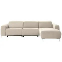 Ecksofa in Echtleder Beige 292/177 cm