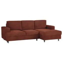 Ecksofa in Cord, Velours Rostfarben 247/140 cm