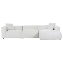 Ecksofa in Chenille Creme 323/178 cm