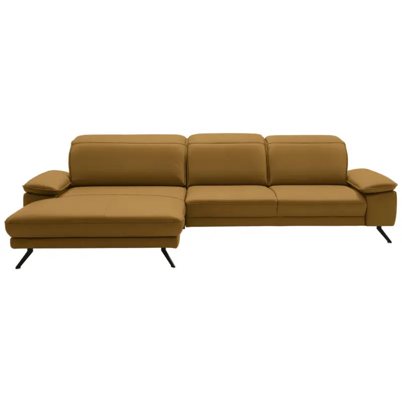 Ecksofa Dieter Knoll in Echtleder Currygelb 193/332 cm