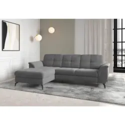 Ecksofa Zora E in Flachgewebe Grau 164/262 cm