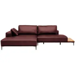 Ecksofa in Echtleder Bordeaux 201/304 cm