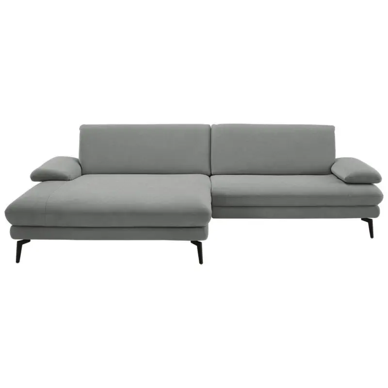 Ecksofa in Chenille, Flachgewebe Grau 180/284 cm