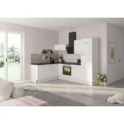 Eckk&uuml;che 200/270 cm in Wei&szlig;, Wei&szlig; Hochglanz