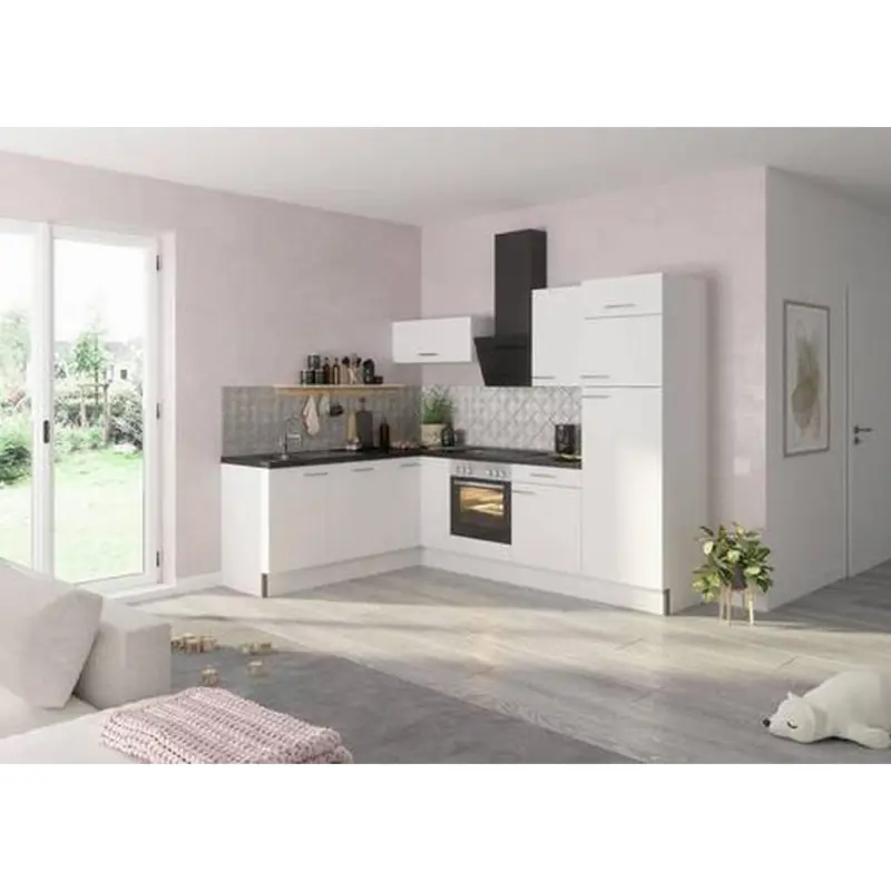 Eckk&uuml;che 200/270 cm in Wei&szlig;, Wei&szlig; Hochglanz