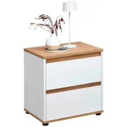 Nachtk&auml;stchen 50/50/38 cm in Wei&szlig;, Eiche Artisan