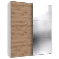 Schwebet&uuml;renschrank in Wei&szlig;, Plankeneiche