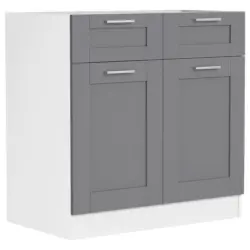 K&uuml;chenunterschrank 80/82/46 cm in Anthrazit, Wei&szlig;