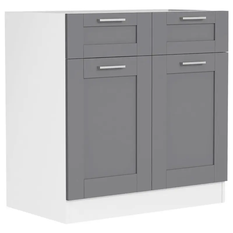 K&uuml;chenunterschrank 80/82/46 cm in Anthrazit, Wei&szlig;