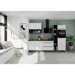 K&uuml;chenblock 280 cm in Wei&szlig; Hochglanz