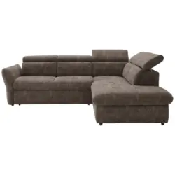 Ecksofa in Mikrofaser Graubraun 254/224 cm