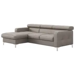 Ecksofa in Echtleder Grau 168/227 cm
