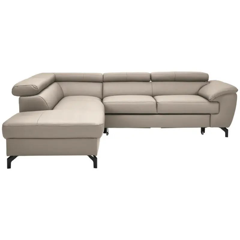 Ecksofa in Lederlook Kombination Echtleder/Lederlook Greige