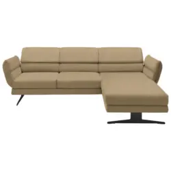 Ecksofa in Flachgewebe Senfgelb 279-327/176-217 cm
