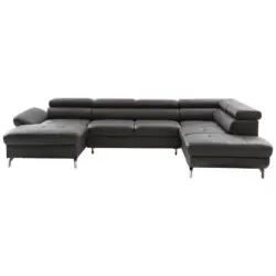 Wohnlandschaft in Echtleder Schwarz