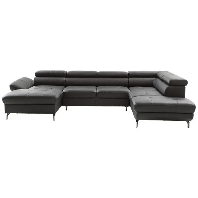 Wohnlandschaft in Echtleder Schwarz