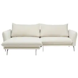 Ecksofa in Boucl&eacute; Creme 182/277 cm