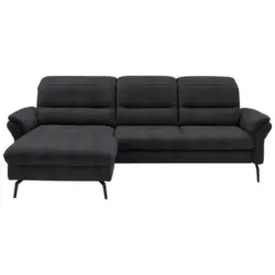 Ecksofa in Flachgewebe Schwarz 181/260 cm