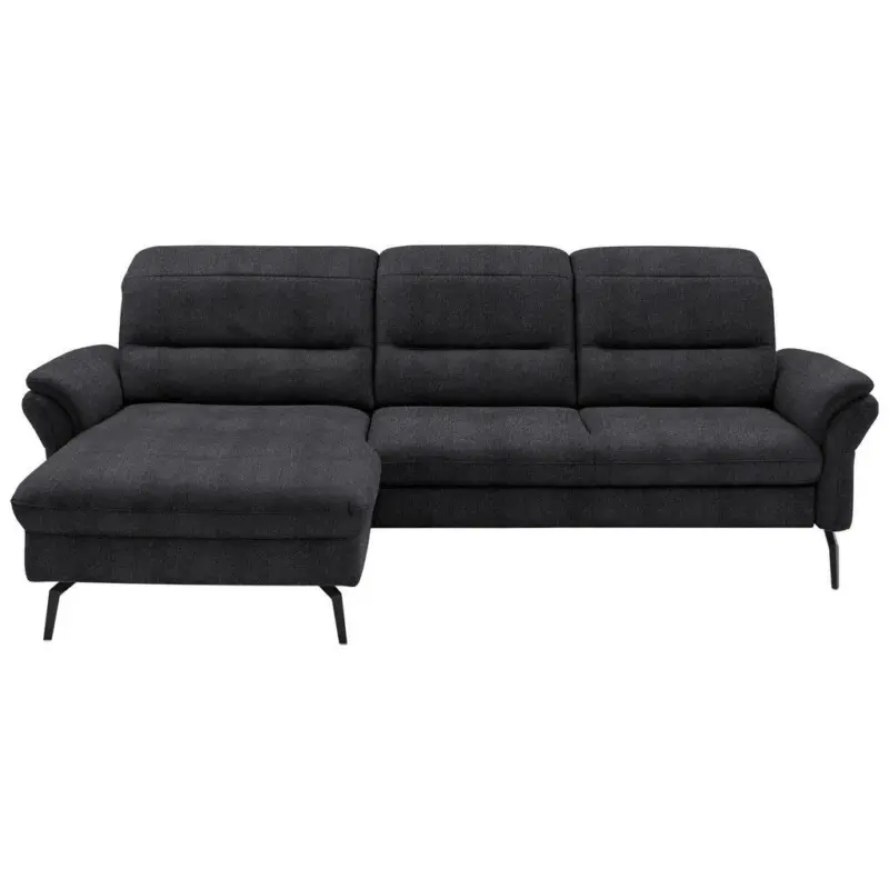 Ecksofa in Flachgewebe Schwarz 181/260 cm