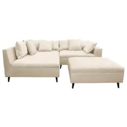 Ecksofa inkl. Hocker in Flachgewebe Beige 174/247 cm