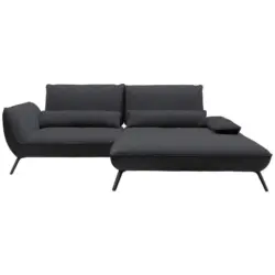 Ecksofa in Flachgewebe Anthrazit 273/191 cm
