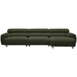 Ecksofa in Velours Dunkelgr&uuml;n 329/150 cm