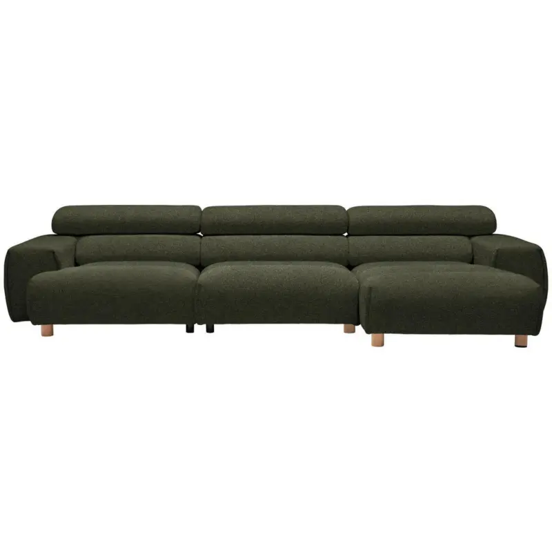 Ecksofa in Velours Dunkelgr&uuml;n 329/150 cm