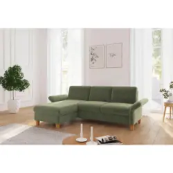 Ecksofa Rochelle E in Flachgewebe Hellgr&uuml;n 164/251 cm