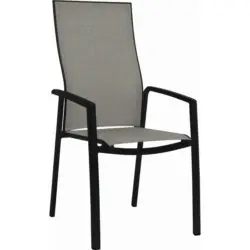 Stapelsessel in Metall, Textil Grau, Schwarz