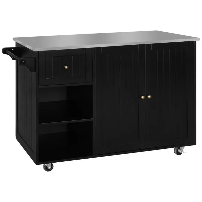 K&uuml;cheninsel in Schwarz, Edelstahlfarben