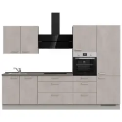 K&uuml;chenleerblock 300 cm in Grau, Schieferfarben, Hellgrau