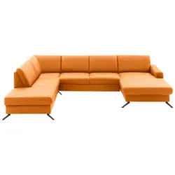 Wohnlandschaft in Echtleder Orange