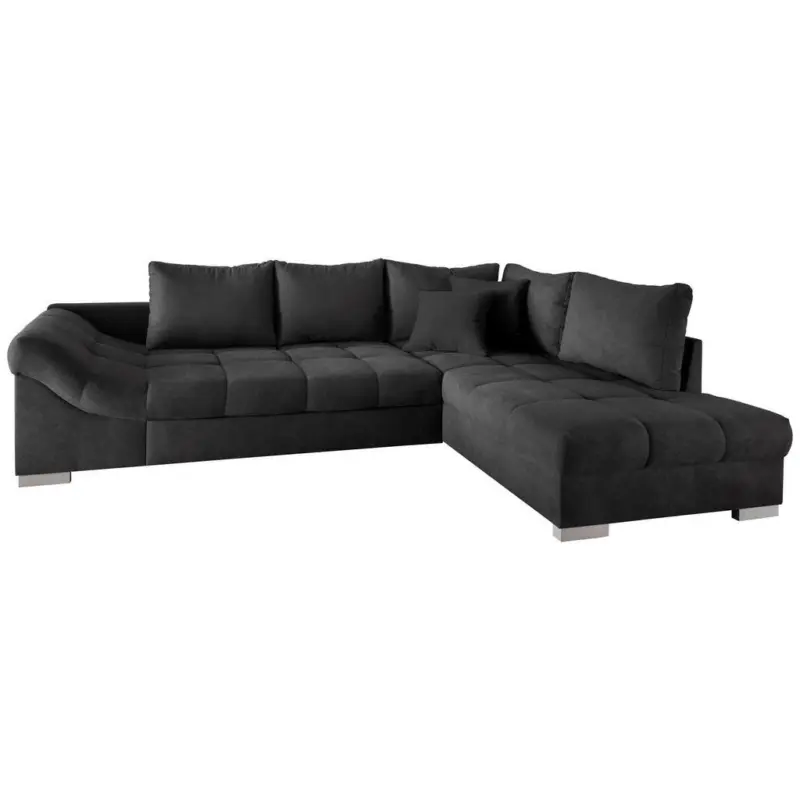 Eckschlafsofa in Mikrofaser Schwarz