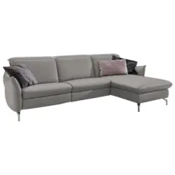 Ecksofa in Chenille Grau, Wei&szlig; 233/179 cm