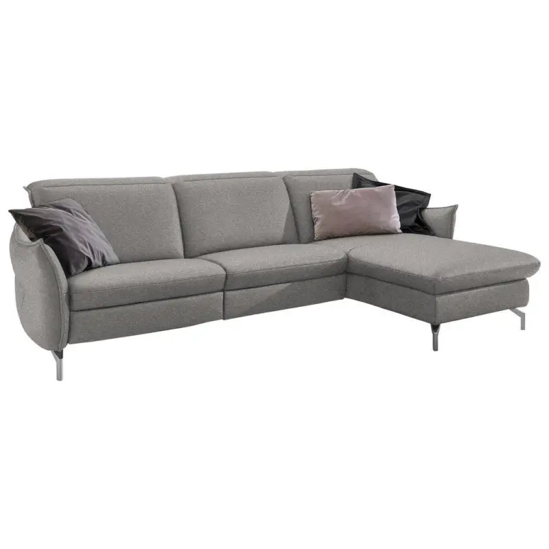 Ecksofa in Chenille Grau, Wei&szlig; 233/179 cm