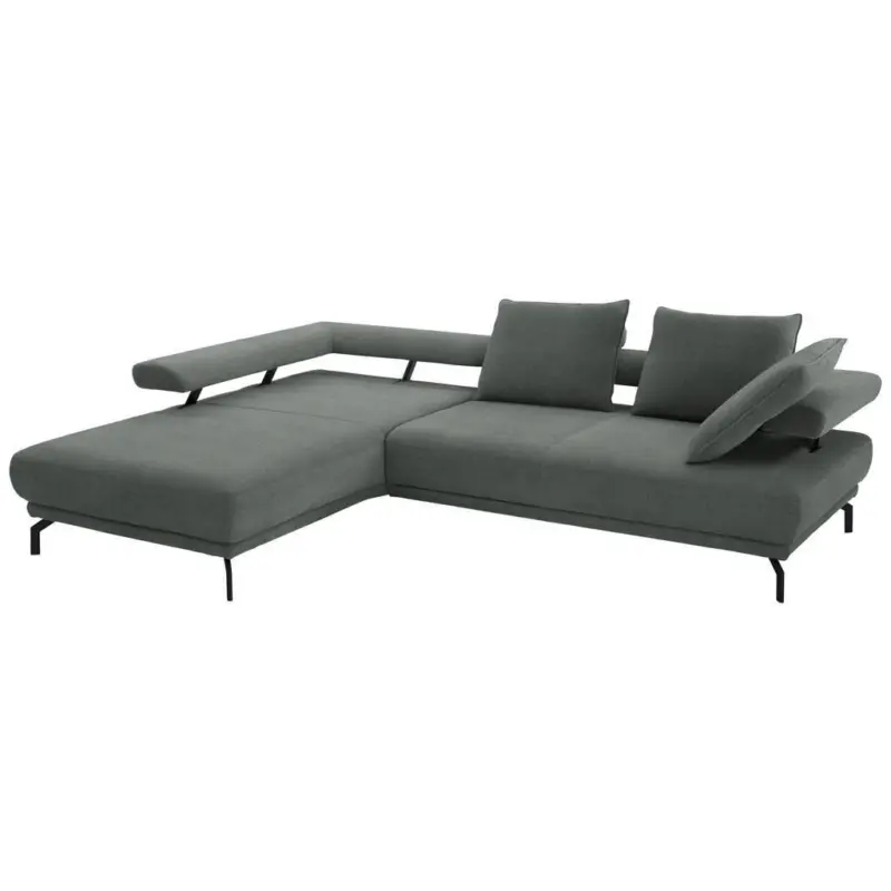 Ecksofa Fino in Chenille Graugr&uuml;n 224/305 cm