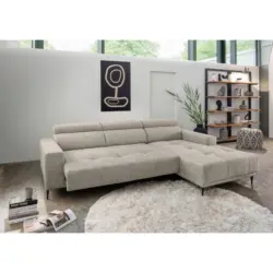 Ecksofa in Chenille Beige 276/188 cm