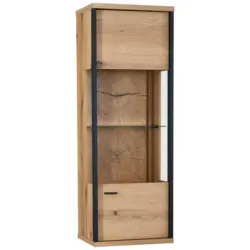 H&auml;ngevitrine in Schwarz, Eichefarben