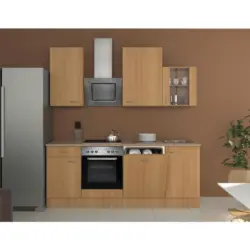 K&uuml;chenblock 220 cm in Buchefarben