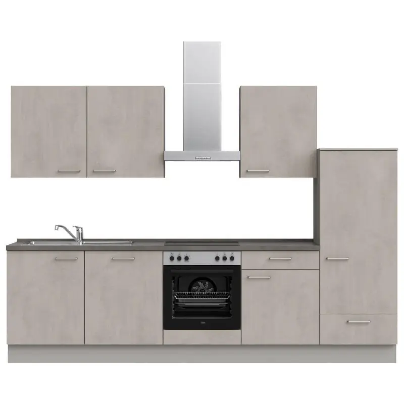 K&uuml;chenleerblock 300 cm in Grau, Schieferfarben, Hellgrau