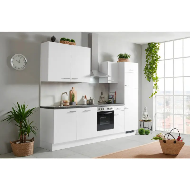 K&uuml;chenblock 280 cm in Schwarz, Hellgrau