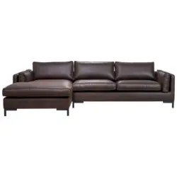 Ecksofa in Lederlook Dunkelbraun 160/295 cm