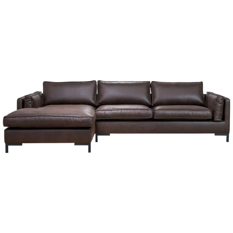 Ecksofa in Lederlook Dunkelbraun 160/295 cm