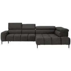 Ecksofa in Webstoff Graubraun 300/216 cm