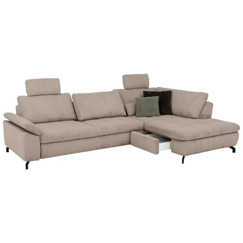 Ecksofa Sense in Cord, Velours Hellbraun
