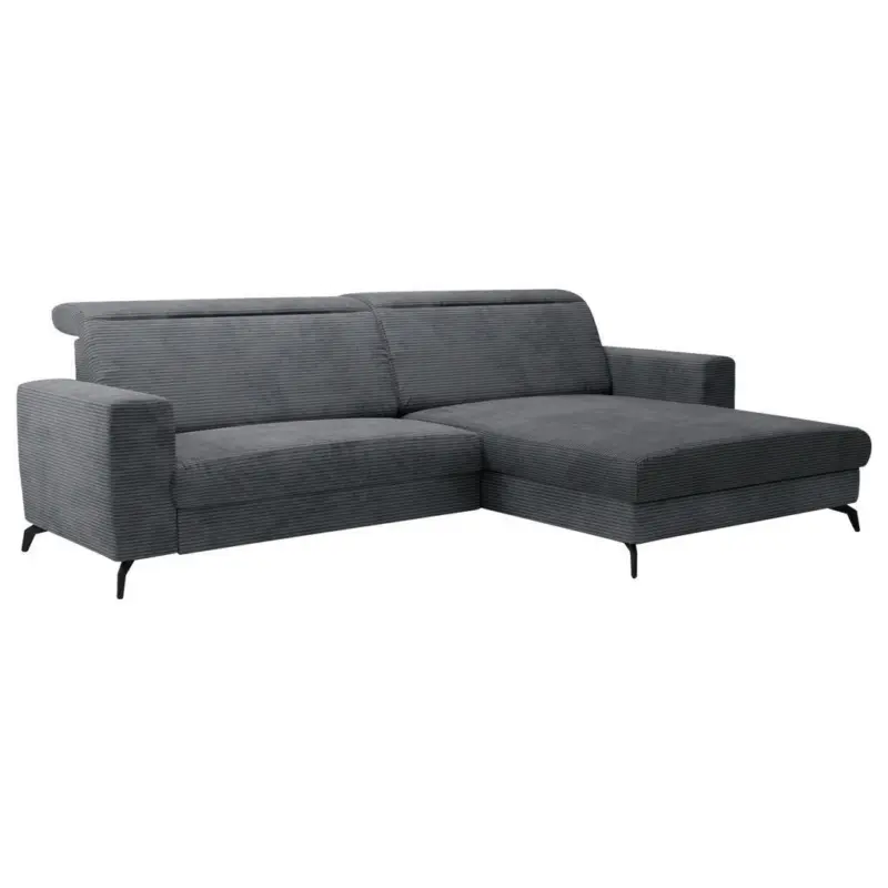 Ecksofa in Cord Grau 290/178 cm