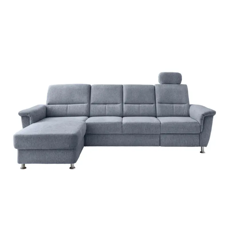 Ecksofa in Chenille Hellblau 165/292 cm