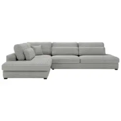 Ecksofa in Cord, Pl&uuml;sch Grau 244/332 cm